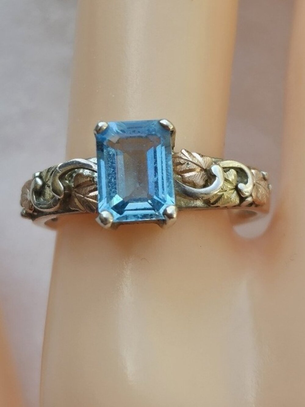 Blue Topaz Ring In Sterling & Gold